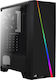 Aerocool Cylon Gaming Midi Tower Κουτί Υπολογιστή με Πλαϊνό Παράθυρο και RGB Φωτισμό Μαύρο