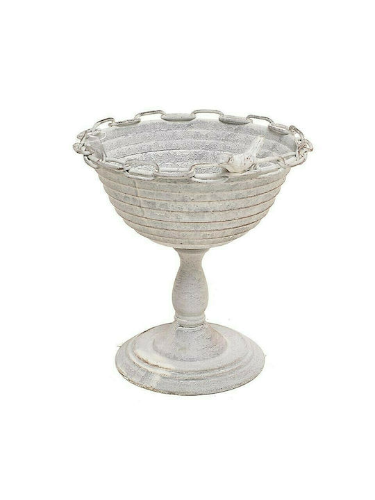 Inart Decorative Bowl Pedestal Ecru 21x21x24cm