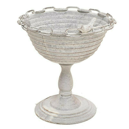 Inart Decorative Bowl Pedestal Ecru 21x21x24cm