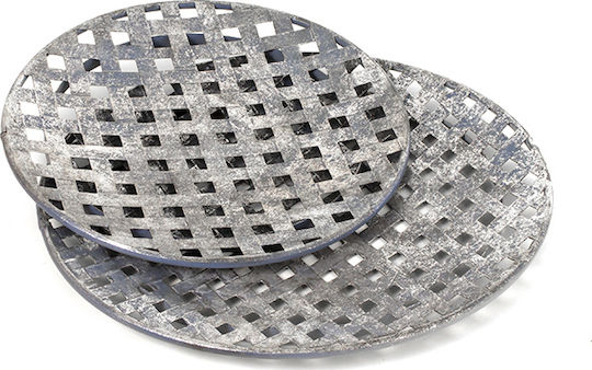 Zaros Set of Silver Metallic Decorative Platters 2 Pieces 43x43 cm