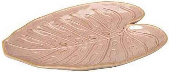 Espiel Blatt Dekorative Platte Keramik Rosa 1Stück 36x25x3.5cm