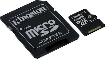 Kingston Canvas Select microSDXC 64GB Class 10 U1 V10 A1 UHS-I with Adapter