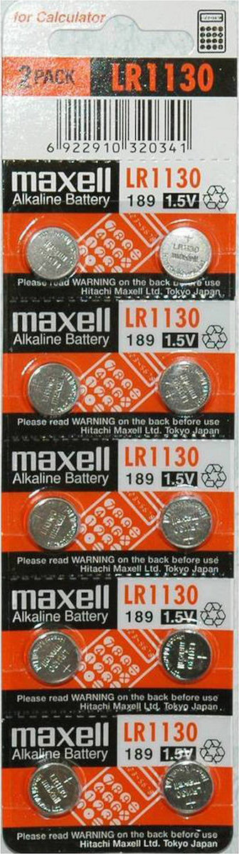Maxell LR1130/AG10 Αλκαλικές Μπαταρίες Ρολογιών LR54 1.5V 10τμχ
