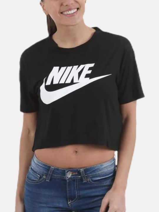 Nike Essential Damen Sportlich Bluse Kurzärmelig Schwarz