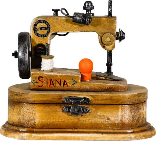 SP Souliotis Mașină De Cusut Decorativă Antichizată Din Lemn Siana 14x7x13cm