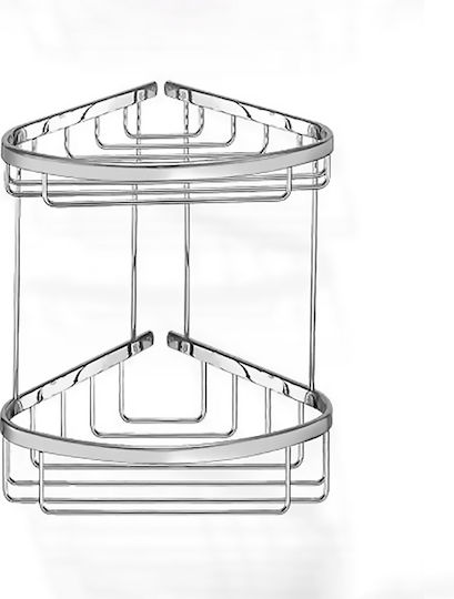 Sanco Extra Comfort Colțar Montat pe perete Raft Baie Inox cu 2 Rafturi 26x21x29cm Argintie