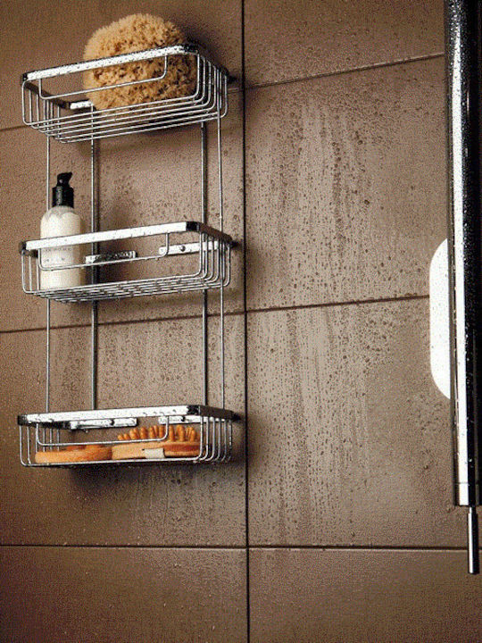 Sanco A3-005 00005-A03 Montat pe perete Raft Baie Inox cu 3 Rafturi 26.5x12.5x51cm Argintie