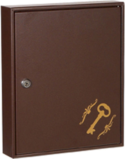 Viometal LTD Metallic Key Hook Wall with Lock 24 Hooks Brown 27x5.5x32cm