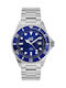 Visetti Yachtmaster Ανδρικό Ρολόι 44mm Μπαταρίας με Ασημί Μεταλλικό Μπρασελέ