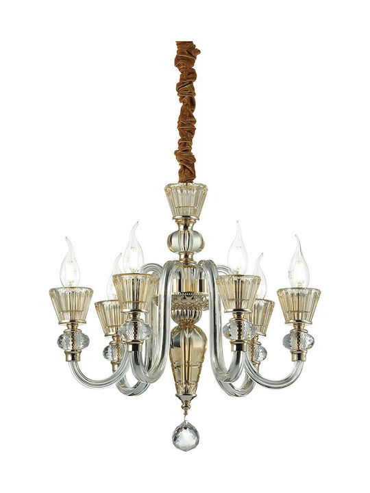 Ideal Lux Strauss Chandelier Candlestick 6xE14 Transparent 50.5cm 140605