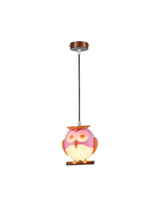 Aca Single Bulb Kids Lighting Pendant of Plastic 40W with Drive Size E14 In Pink Colour 15x15cm