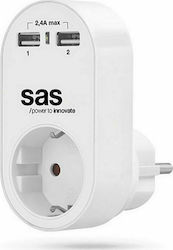 SAS Ladegerät ohne Kabel mit 2 USB-A Anschlüsse...