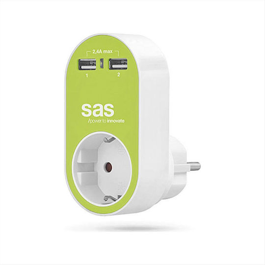 SAS Ladegerät ohne Kabel mit 2 USB-A Anschlüsse Grüns (Go Multi)