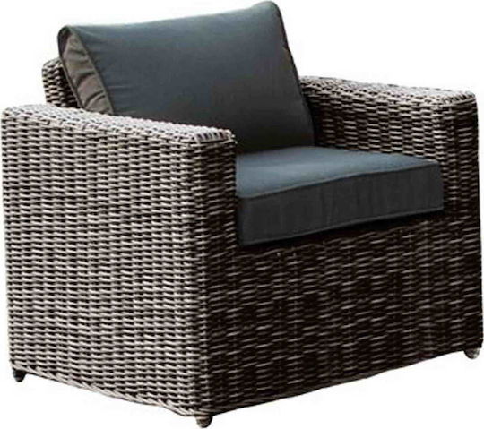 Outdoor Armchair Rattan Arizona Brown with Cushion 77x77x73cm
