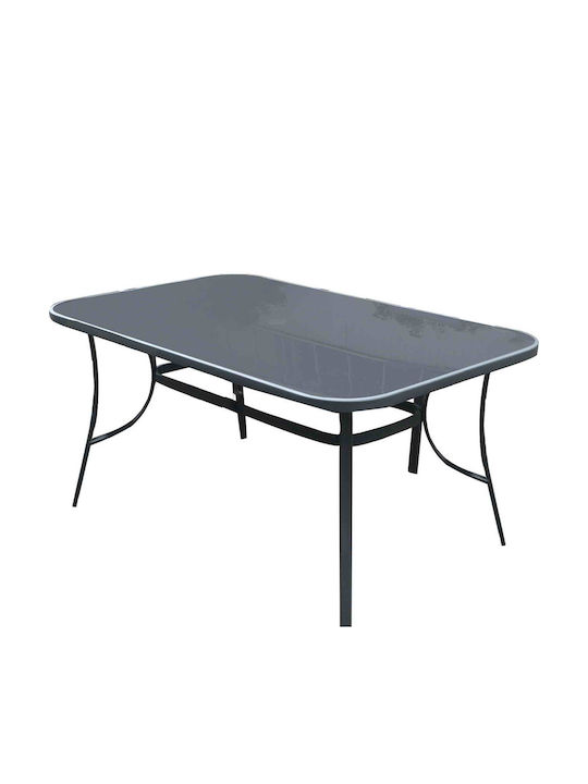 Verona Outdoor Dinner Metal Table Gray 160x96x71cm