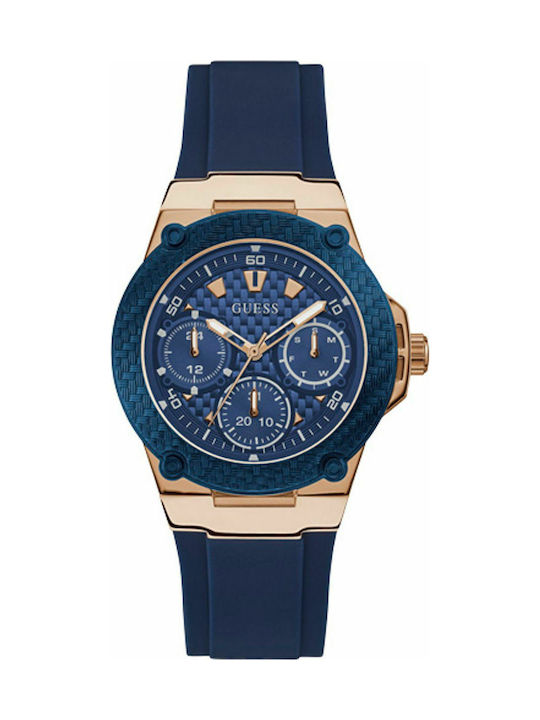 Guess Watch Chronograph with Blue Rubber Strap W1094L2