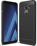 Hurtel Brushed Carbon Silicone Back Cover Durable Black (Galaxy A8 2018)