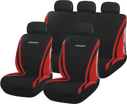 Autoline Комплект калъфи за автомобилни седалки 9бр Полиестерни Concept Червен / Черно 9990000005604