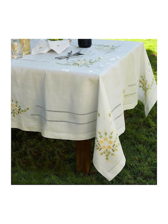 Whitegg Tablecloth with Embroidery 134 White 270cm