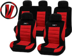 Autoline Set de huse pentru scaune auto 9buc Poliester Type-X Roșu / Negru 9990000003679