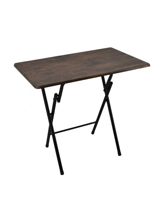 Outdoor Foldable Table for Small Spaces with Wood Surface and Metal Frame Brown 80x50x70cm