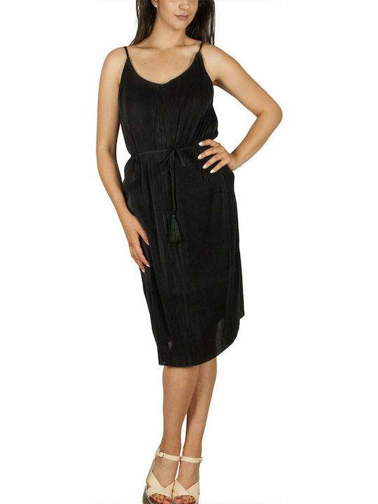 Soft Rebels Alba pleated black strappy dress Women's Regular Fit - sr317-303