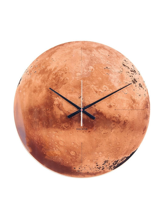 Karlsson Planet Mars Ρολόι Τοίχου Γυάλινο Μπεζ 60cm