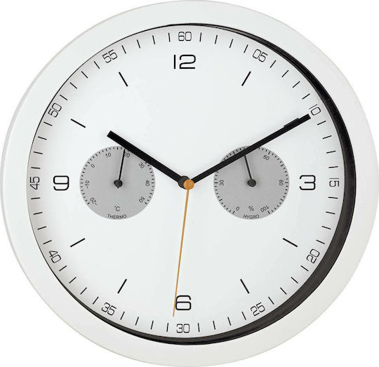 Mebus Radio Controlled Wall Clock Ceas de Perete Metalic Alb Ø26cm