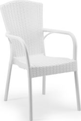 Rattan Outdoor Chair Royal Λευκό 4pcs 53.5x59x92cm