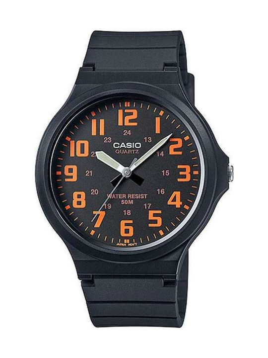 Casio Ρολόι Μπαταρίας με Καουτσούκ Λουράκι σε Μαύρο χρώμα
