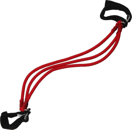 Olympus Sport Elastic Three Band Λάστιχο Γυμναστικής Σωληνωτό με Λαβές Κόκκινο