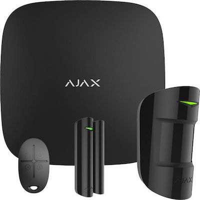 Ajax Systems StarterKit Ασύρματο Σύστημα Συναγερμού με Ανιχνευτή Κίνησης , Αισθητήρα Πόρτας , Τηλεχειριστήριο και Κέντρο (GSM) Black