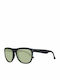Benetton Men's Sunglasses with Black Acetate Frame and Green Mirrored Lenses