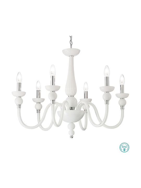 Ideal Lux Doge Bianco Chandelier Candlestick 6xE14 White 75cm 113678