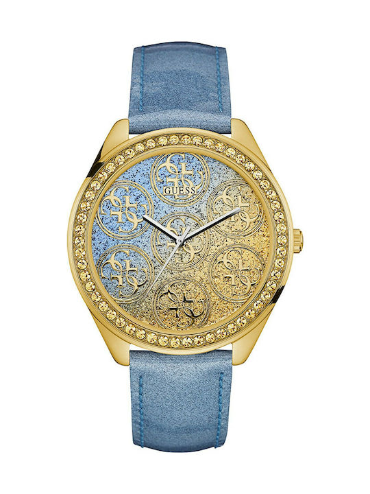 Guess Uhr mit Blau Lederarmband W0753L2