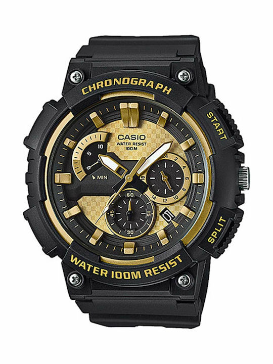 Casio Herrenuhr 53.5mm Chronograph Batterie mit Schwarz Kautschukarmband