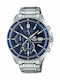 Casio Edifice Premium Ανδρικό Ρολόι 46.1mm Χρονογράφος Μπαταρίας με Ασημί Μεταλλικό Μπρασελέ