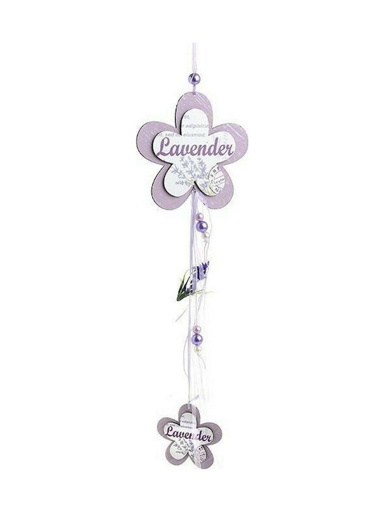 Inart Decorative Garland Flowers Handmade Lilac Wooden 13.5x1x41cm