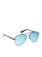 Guess Men's Sunglasses with Black Metal Frame and Light Blue Mirror Lens