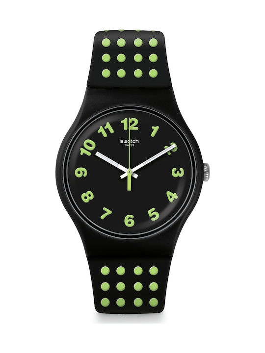 Swatch Punti Gialli Watch with Black Rubber Strap