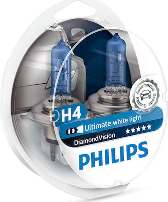 Philips Lămpi Autoturismului & Motocicletei DiamondVision H4 Halogen 5000K Alb rece 12V 60W 2buc