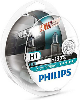 Philips Lămpi Autoturismului X-tremeVision +130% H1 Halogen 3500K Alb cald 12V 55W 2buc