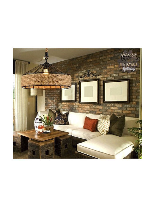 GloboStar Poli Pendant Light Brown with Rope for Socket E27 50x40x32cm