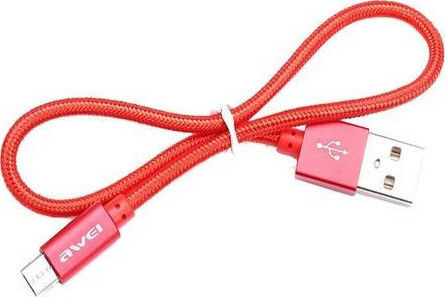 Awei Braided USB 2.0 to micro USB Cable Κόκκινο 0.3m (CL-10)