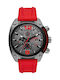 Diesel Overflow Battery Chronograph Watch with Rubber Strap Red