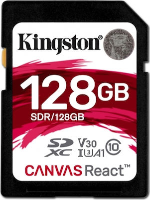 Kingston Canvas React SDXC 128GB Class 10 U3 V30 A1 UHS-I