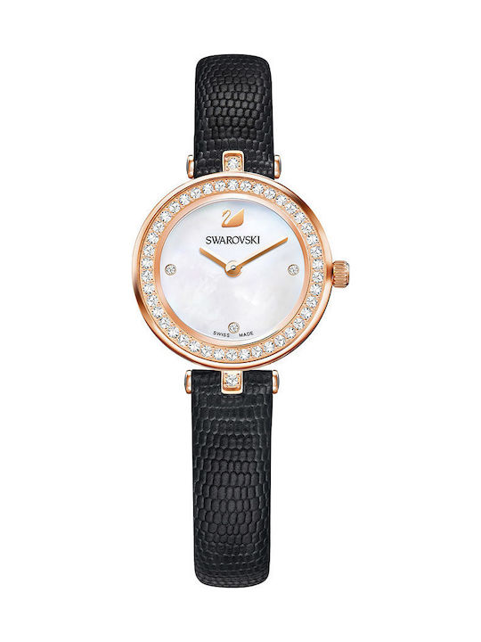 Swarovski Aila Dressy Mini Watch with Black Leather Strap