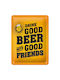 Nostalgic Art 3D Wall Decor Sign Word Up Drink Good Beer Handmade Yellow Made of Metal 15x1x20cm