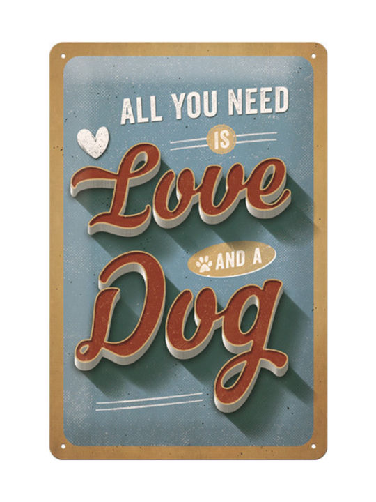 Nostalgic Art Sign Wall Decor made of Metallic Pfotenschild Love Dog