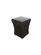 Carla Auxiliary Outdoor Free Standing Table with Glass Surface and Rattan Frame Brown 40x40x50cm